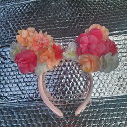 Disney Ears Headband Spring Flowers Pink