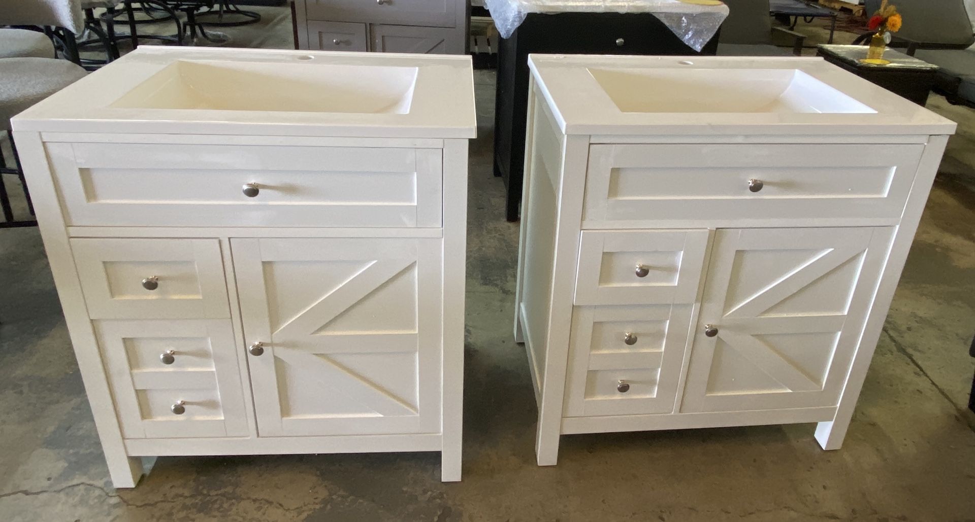 Brand new!!!  30” White Bathroom Vanity with Sink – Modern Bathroom Vanity Cabinet with 2 Drawers & Tip-Out Drawer, Storage Cabinet for Bathroom