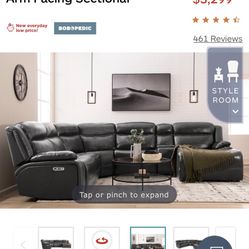 100% Leather Sectional Couch 