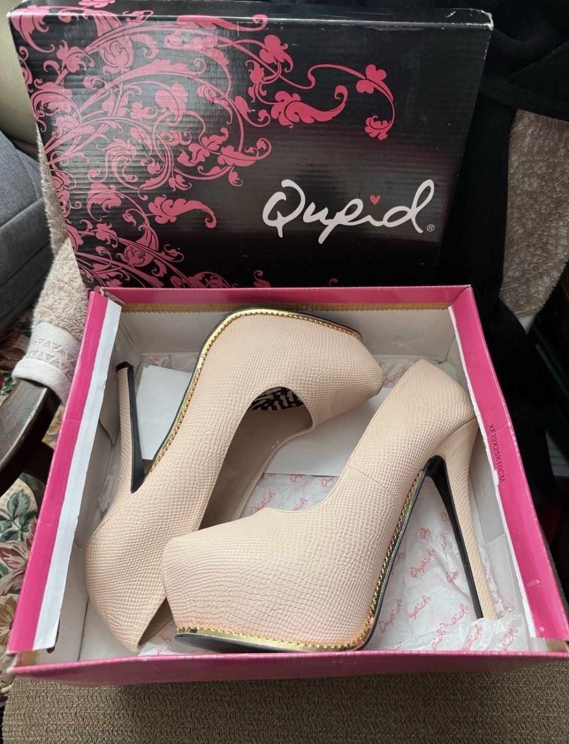 Qupid Women's Mady-29A Platform Pump Size 10 Color Nude Snake Pu