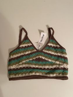 The Drop Lyra Multicolor Crochet Bralette-Jade color  Size XXS 