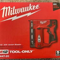 Milwaukee 2447-20 M12 3/8" Crown Stapler NEW