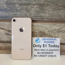 Apple IPhone 8 64gb  UNLOCKED . NO CREDIT CHECK $1 DOWN PAYMENT OPTION  3 Months Warranty * 30 Days Return *