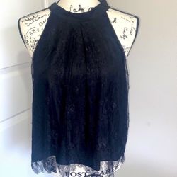 Vintage BCBGeneration Black Lace High Neck Blouse XS