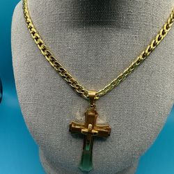Stainless Steel 18 k gold plated Three-layer Cross Pendant Necklace   