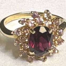 Chuck Clemency 14K Gold 2CT Garnet Ring (4.7g) Size 8