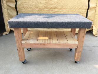 Portable work or potting bench on wheels