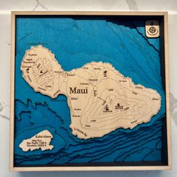 Maui 3D Wooden Map Art