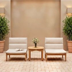 BRAND NEW 3-Piece Patio Sofa Chair Set - Outdoor Casual Seating Set - Solid Teak Wood