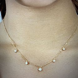 NEW Gold-Tone Sterling Silver CZ Dangling Necklace