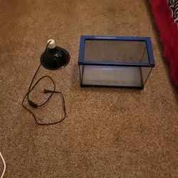 Small reptile tank and lamp
