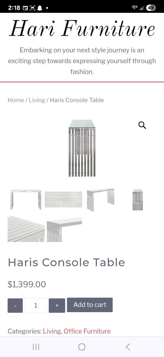 Harris Chrome Console Table