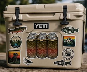 4” Brook Trout Six Pack Beers Sticker Cooler Car Kayak Decal Fly Fishing