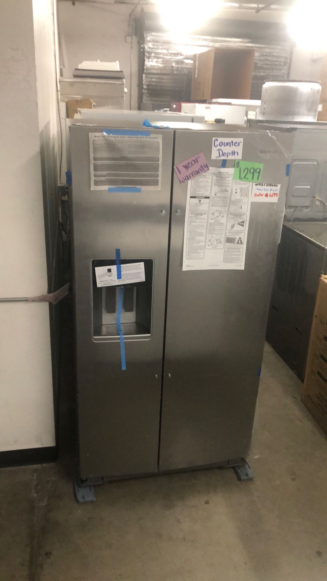 Whirlpool Side By Side Counter Depth Stainless Steel $1299