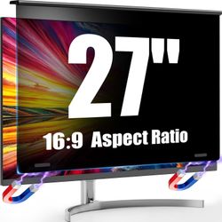 Magnetic 27 Inch Computer Privacy Screen for 16:9 Aspect Ratio Flat Standard Monitor, Removable Anti Blue Light Privacy Filter with Eye Protection, Ha