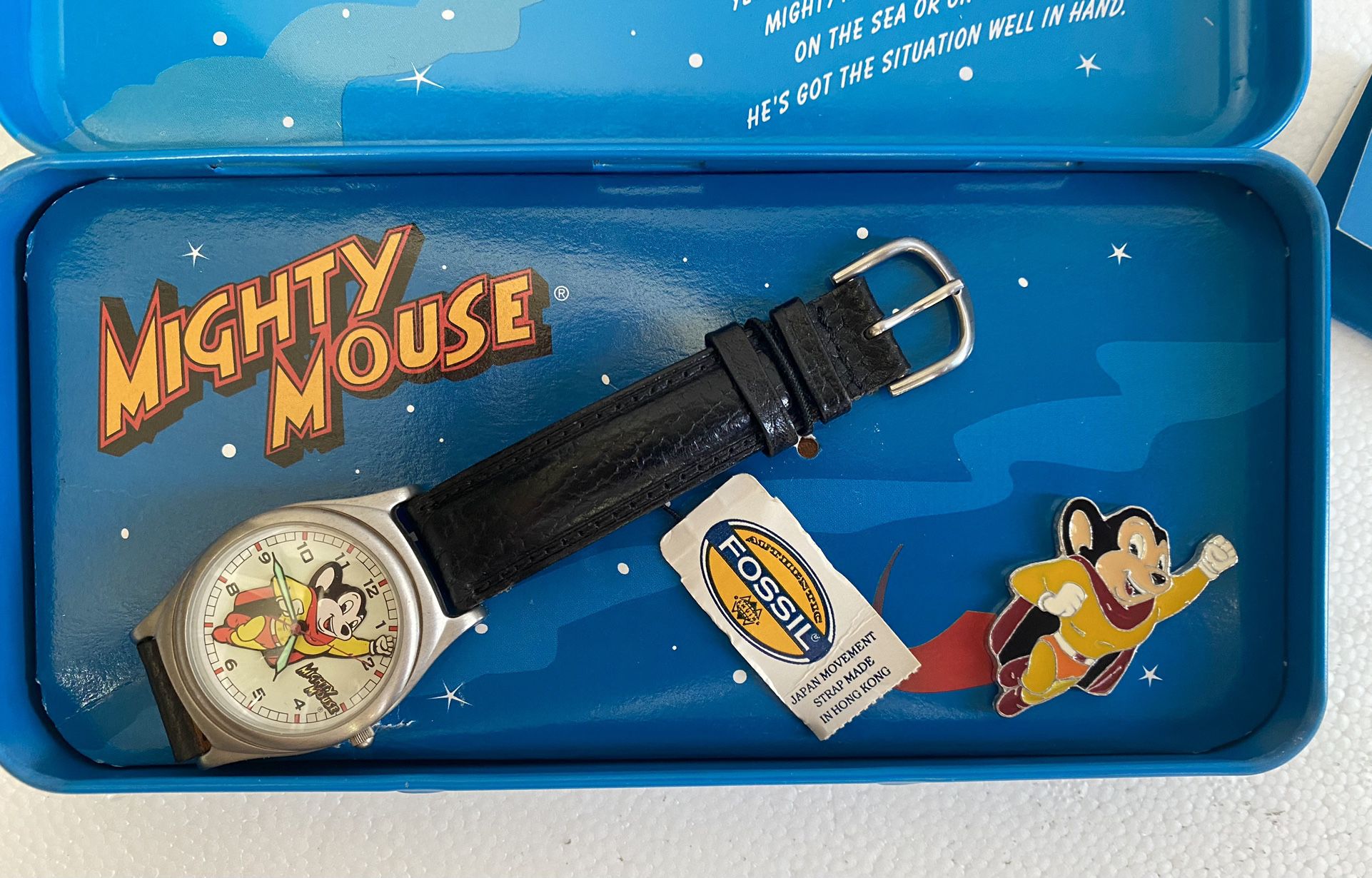 New In Case Vintage ‘94 FOSSIL Mighty Mouse Limited Ed . #6261 Of 15,000 Made All Original Packaging New Battery