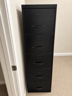 Black 5-Drawer Metal Filing Cabinet
