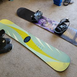 Snowboards 2 + size 10 boots