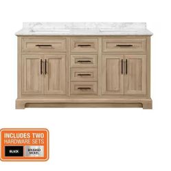HDC - Doveton 60" Bath Vanity in Weathered Tan with White Engineered Marble Top - T