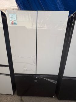 Samsung Bespoke Refrigerator With Beverage Center In Charcoal And White Glass