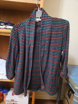 Rumors California Multicolored XXLarge S/S Open-Front Knit Sweater Vintage