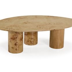 Brand New Gorgeous Freeform burlwood Coffee Table 