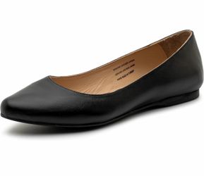 Alpine Swiss Julia Womens Leather Pointed Toe Ballet Flats Comfortable Slip On Shoes Professional Dressy Flats Black Lthr 7