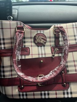 Burberry-Style Plaid Tote Bag