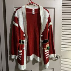 Womens Holiday Time Ugly Sweater Open Cardigan Size Medium 