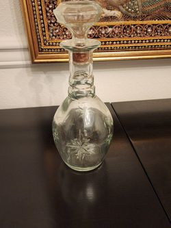 Vintage Atomic Starburst Glass Liquor Decanter Bottle With Stopper