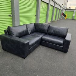 Mini Sectional Leather Midnight Black/Blue