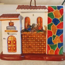 Vintage Terracotta White Adobe House Wall Plaque