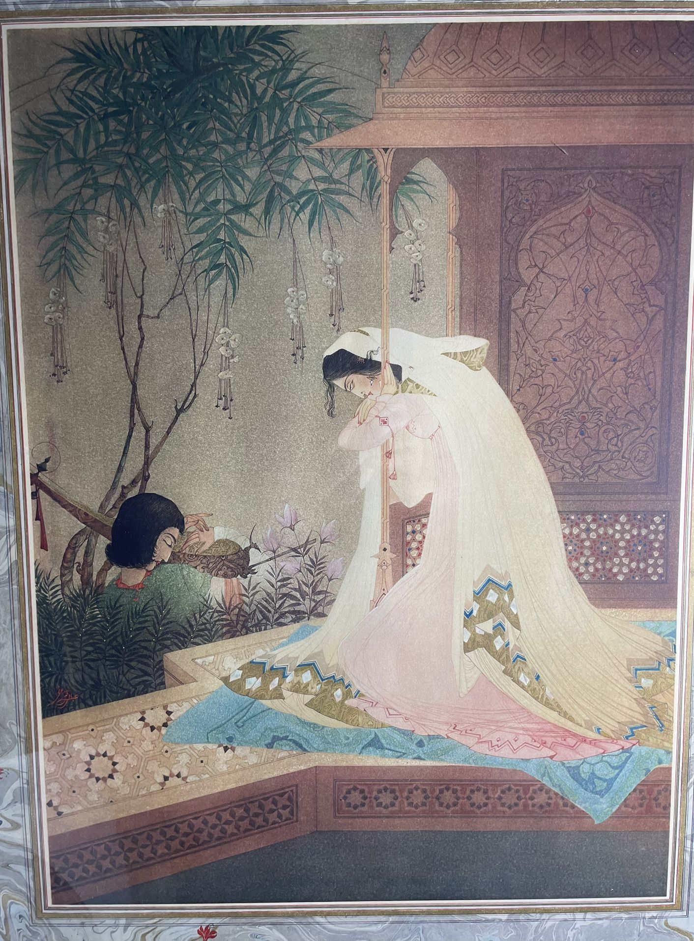 Abdur Rahman Chughtai, For a Song - Collotype Pakistani Artist