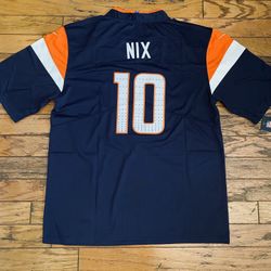 Navy Denver Broncos Bo Nix Stitched Jersey