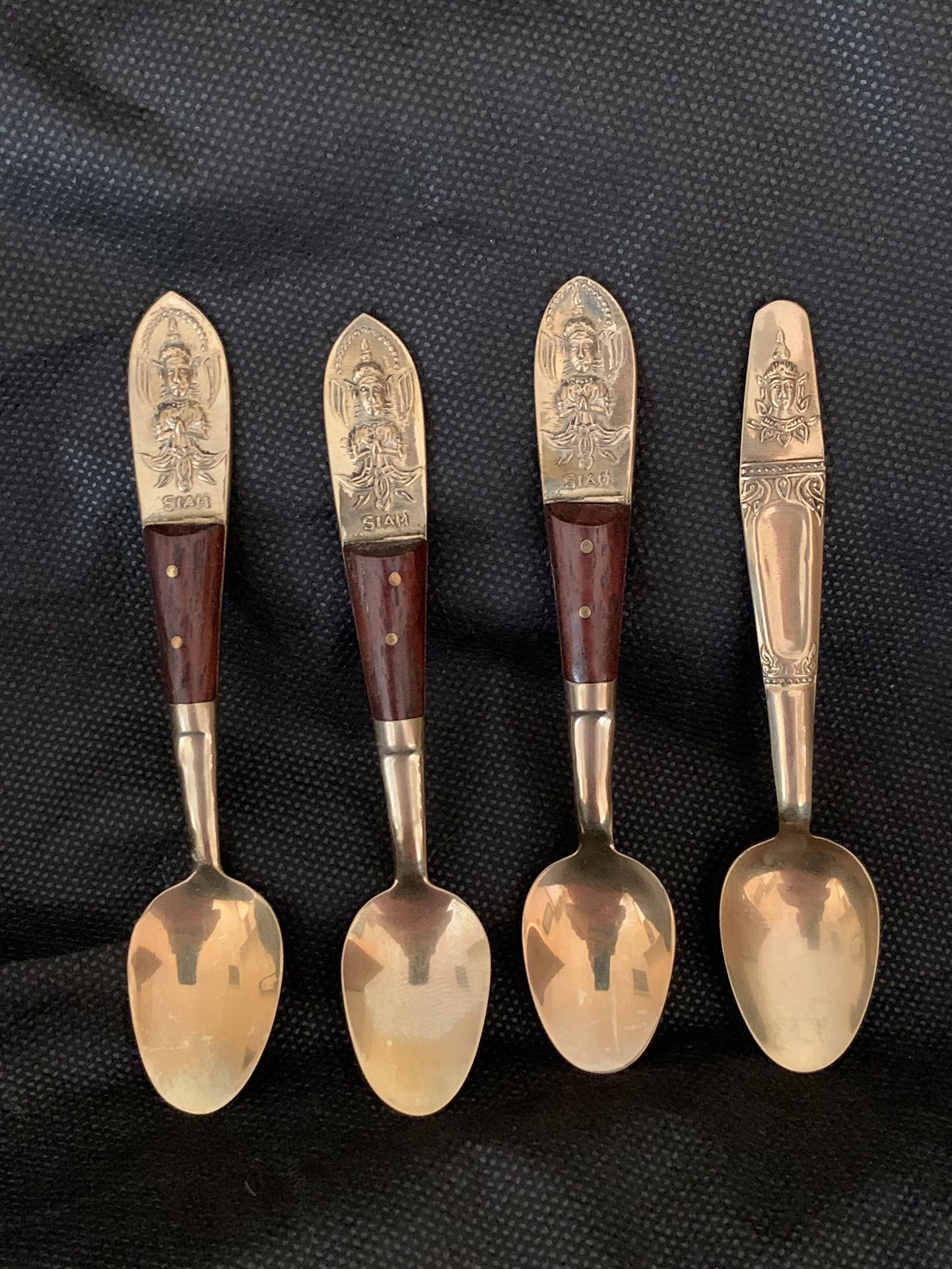 Vintage Star of Siam Thai Thailand Bronze Dessert Spoons