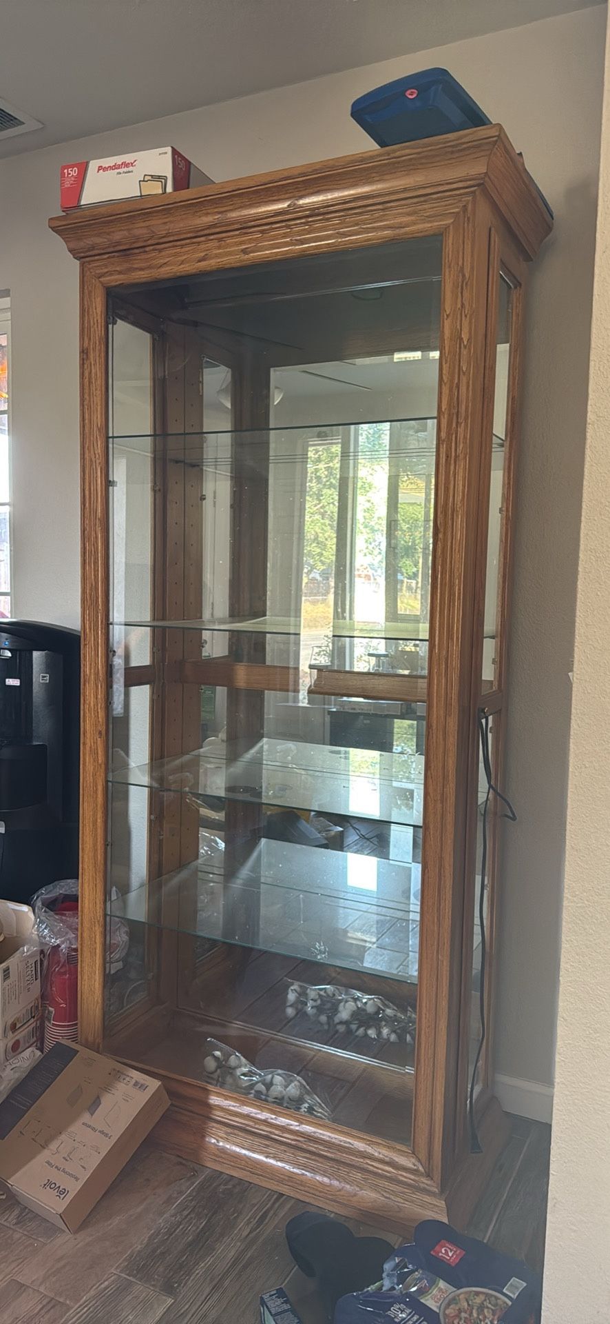Glass Hutch With Side Doors And Ceiling Light