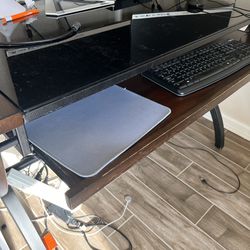 Free Computer Table Wood Metal With Glass Top