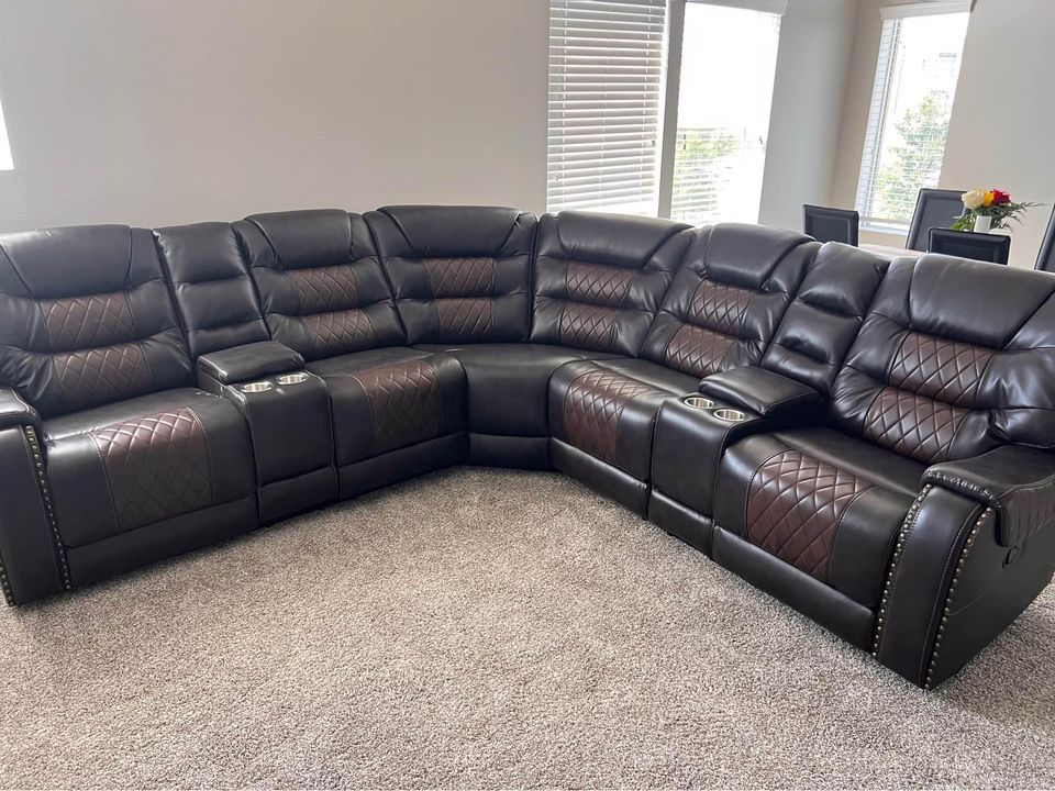 Leather Sectional Power Recliner