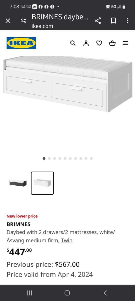 Twin IKEA bed. 