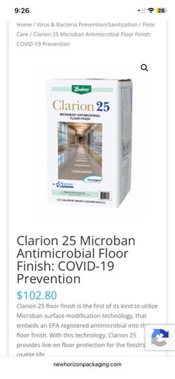New Clarion 25 Microban Antimicrobial Floor Finish: COVID-19 Prevention