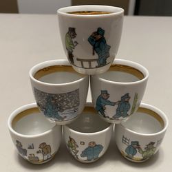 RARE VINTAGE HANDPAINTED PORCELAIN GLASS SET