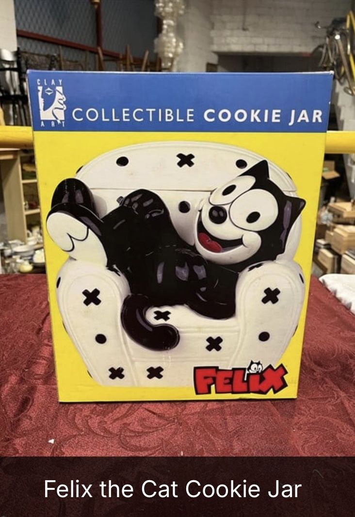 Vintage Collectible Felix The Cat Hand Painted Cookie Jar NEW IN BOX