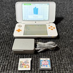  Nintendo 2DS XL White / Orange Handheld Console Bundle