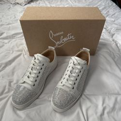 Christian Louboutin Junior strass Flat White Crystal Sneakers