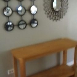 Circle Mirror Sun Mirror Side Wood Table ALL 3PIECES $25
