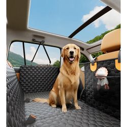 Dog Car Seat Cover for Back Seat, Hard Bottom Back Seat Extender for Dogs, Waterproof Dog Hammock for Truck Support to 400lbs, Car Seat Protector for