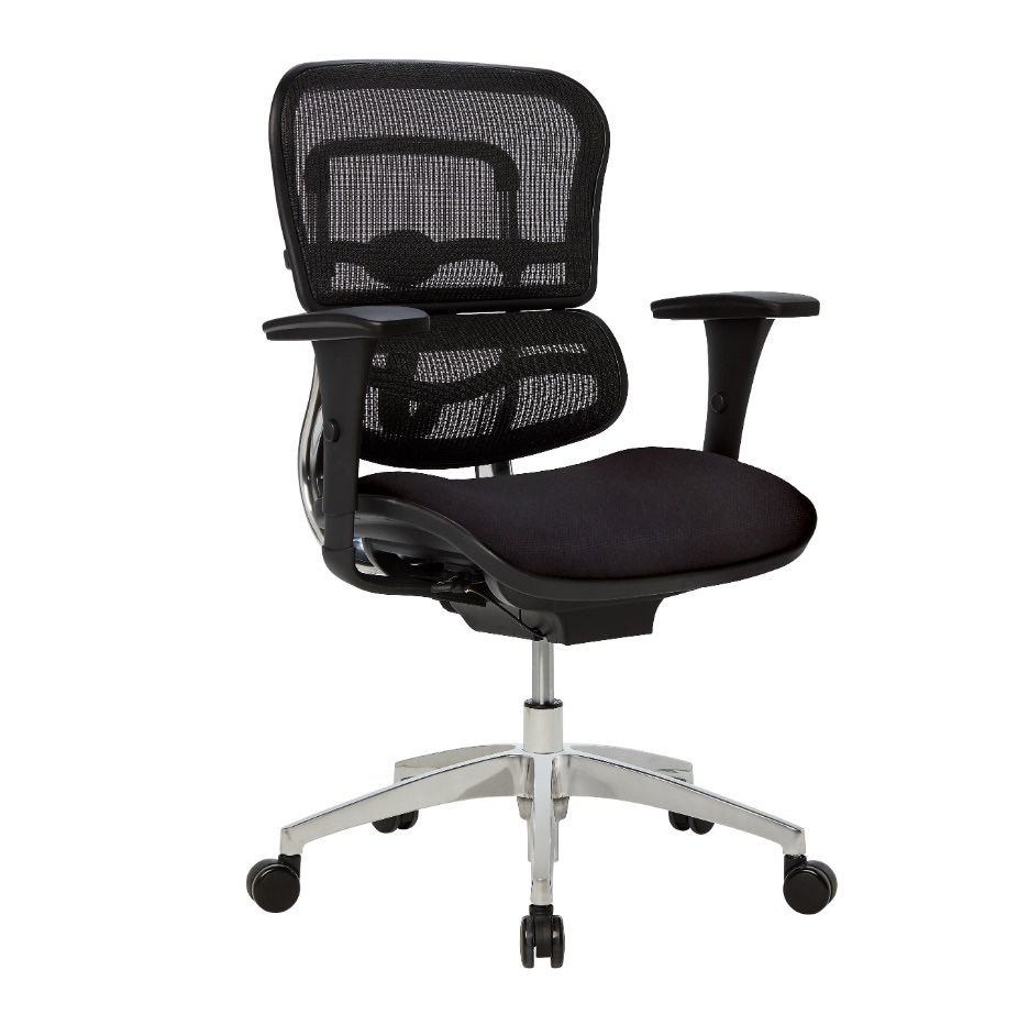 WorkPro® 12000 Series Ergonomic Mesh/Fabric Mid-Back Office Chair, Black/Black, BIFMA Compliant