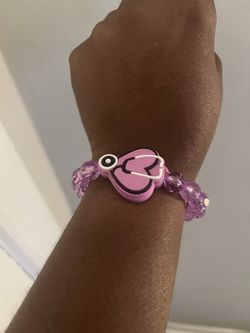 Handmade Purple Nurse Heart Stethoscope Beaded Stretch Bracelet