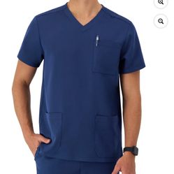 Hanes Men's Comfort Fit Short Sleeve 3 Pocket V-Neck Scrub Top, 3XL BNWT