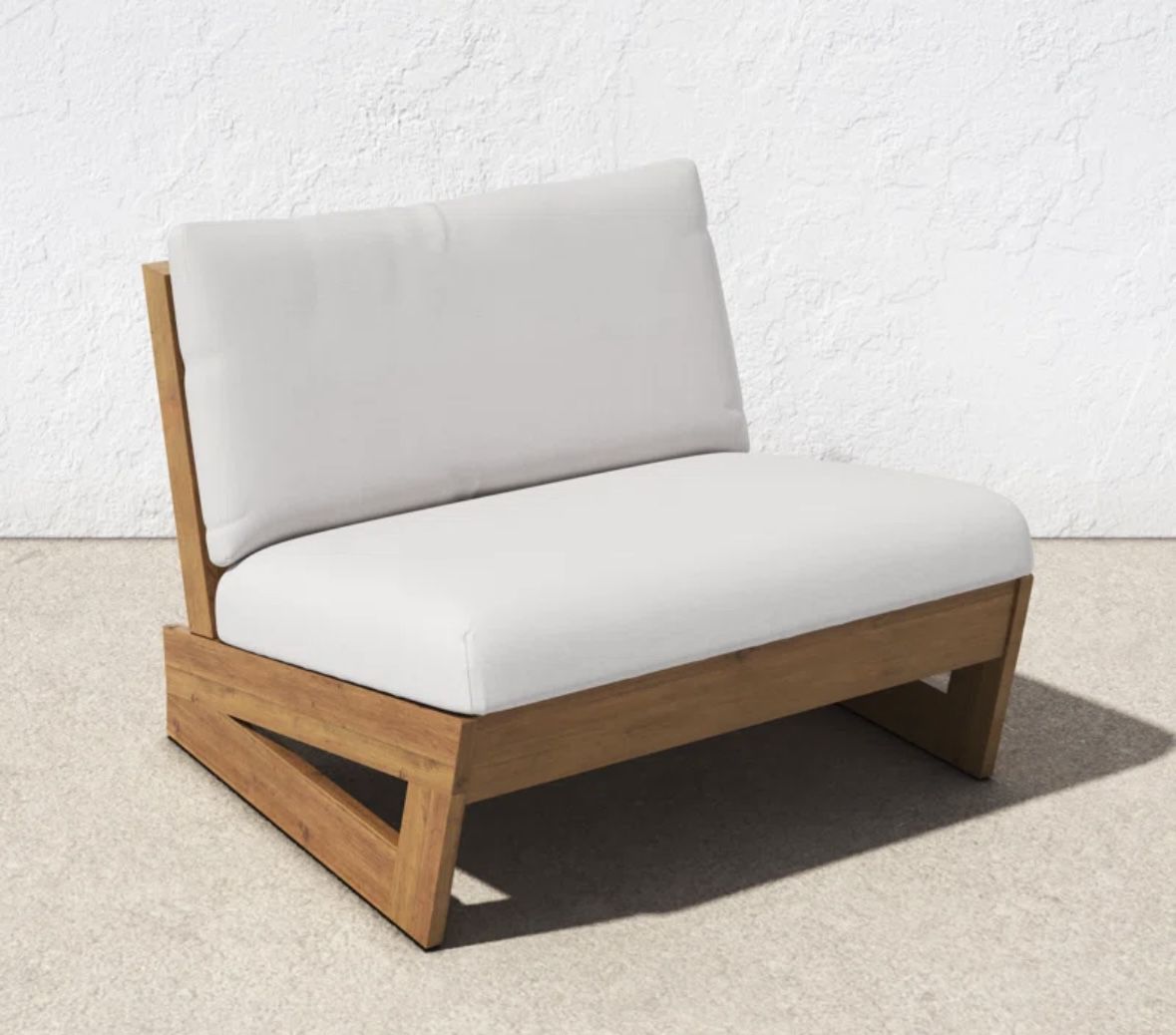 NEW Wood Patio Chair With White Cushions
